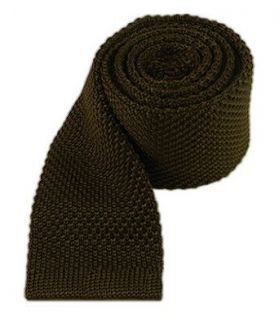 100% Silk Knit Chocolate Brown Skinny Tie Clothing