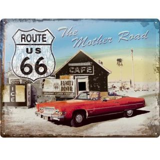 plaque métal Route 66 The Mother Road   Grande plaque métal Route 66