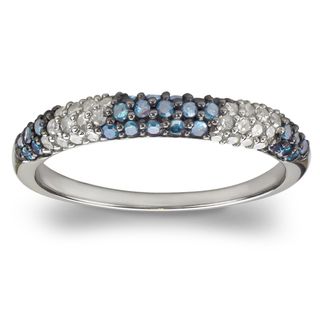 Sterling Silver 1/2ct TDW Blue and White Diamond Ring