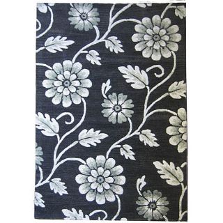 Handmade Wool/ Silk Opulence Black Rug (4 x 6)