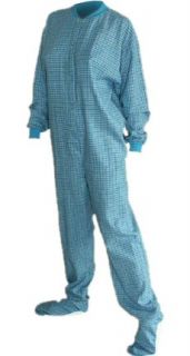 Plaid Cotton Flannel Adult Footed Pajamas No Drop seat (106) Clothing