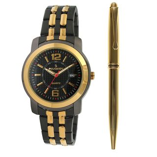 Peugeot Mens Two tone Steel Watch and Pen Set