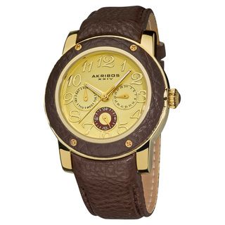 Akribos XXIV Womens Quartz Multifunction Genuine Leather Watch