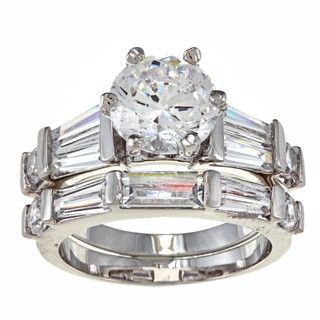 NEXTE Jewelry 14k White Goldplated CZ Pinnacle Bridal style Rings Set