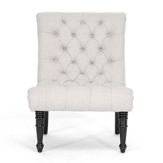 Caelie Beige Linen Modern Lounge Chair