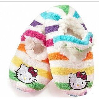 Hello Kitty Striped Embroidered Fuzzy Babba Slipper Socks