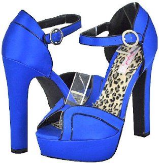 Qupid Drama 108 Cobalt Blue Women Platform Sandals Shoes