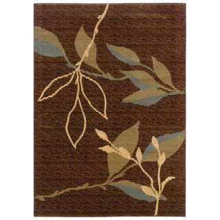 Acadiah Brown/ Green Floral Area Rug (92 x 125)