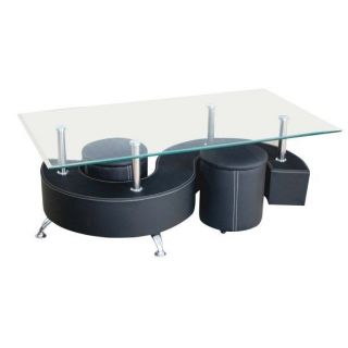 Table basse + 2 poufs MONROE     Dimensions  L.130 x P.70 x H.44 cm