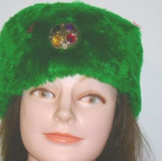 Ht113, Hand Made Neon Green Fur Hat for Women and Teens