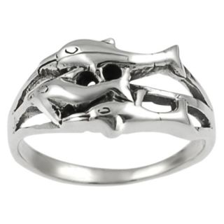 Tressa Sterling Silver Three Dolphin Ring