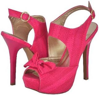 Qupid Glitter 115 Fuchsia Women Platform Sandals Shoes