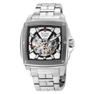 Bulova Mens 98A113 Automatic Mechanical Silver and White Pearl Dial