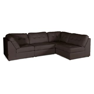 Warren Brown Leather Modern Modular Sectional Sofa Set