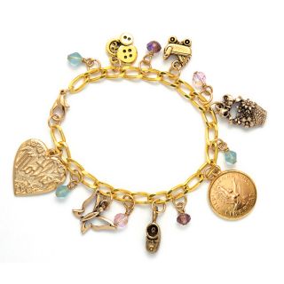 Goldtone Pewter Angel Coin Baby Charm Bracelet Today: $34.49