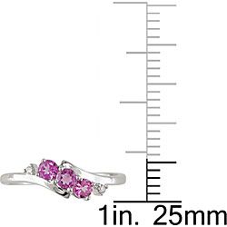 Miadora 10k White Gold Pink Topaz and Diamond Ring
