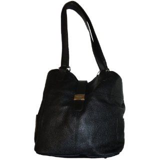 Womens Tignanello Leather Purse Handbag On My Tab Tote Black
