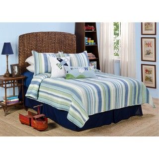 Merrill Stripe Up, Up and Away Twin size 4 piece Quilt Set