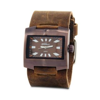 Nemesis Mens Classic Stainless Steel Leather Cuff Watch Today $59.99