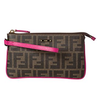 Fendi Tobacco and Pink Coated Canvas Zucca Print Wristlet Today $299