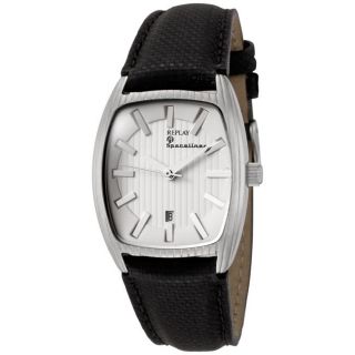 Replay Womens Spaceliner Ivory Dial Black Leather Watch