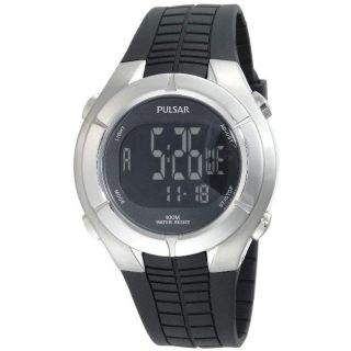 Pulsar Mens Casual Digital Chronograph Black Resin Strap Watch