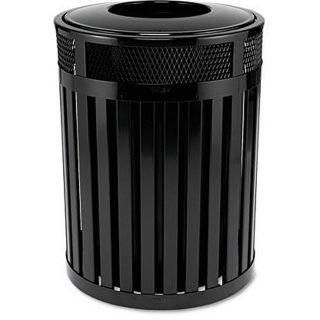 Rubbermaid Commercial Avenue Large Open Top Black Waste Receptacle