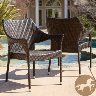 Christopher Knight Home Cliff Outdoor Wicker Chairs (Set of 2