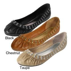 Bamboo by Journee Womens Justine43 Stud Ballet Flats