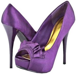 : Qupid Neutral 129 Purple Satin Women Platform Pumps, 9 M US: Shoes