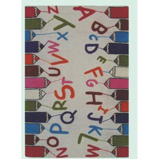Hand carved Alexa Kids Crayons & Alphabets Multi Wool Rug (36 x 56