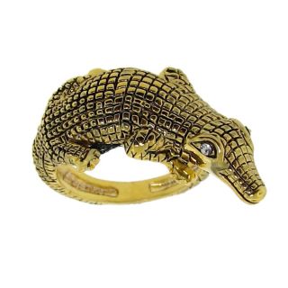 14k Goldplated Clear Cubic Zirconia Alligator Ring