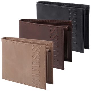 Guess Mens Distressed Embossed Bi Fold Passcase Wallet Today $28.99