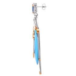 Michael Valitutti Two tone Turquoise, Blue Topaz and Sapphire Earrings