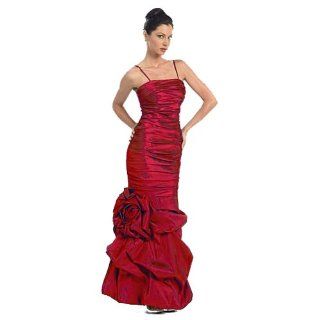 Stunning Red Stretch Taffeta Gown With Gathered Bottom & Giant Ruched