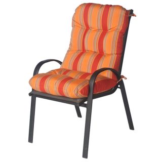 Haylee Outdoor Tufted Club Chair Cushion in Striped Red and Orange