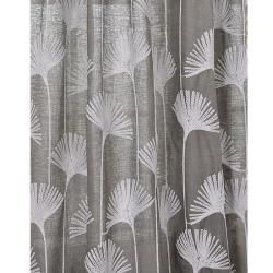 Ginko Leaf Slate Crewel Embroidered Faux Linen Curtain Panel 96 inch