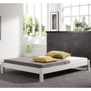 Lit futon TAIFUN 180 x 200 en pin massif, lasuré blanc   Matériel