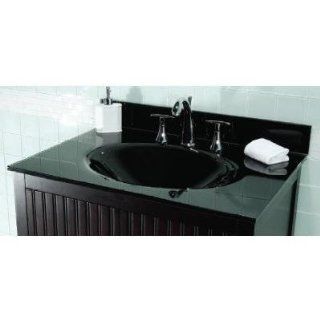 Black Glass Vanity Top with Sink Size 49  