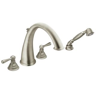 Moen Brushed Nickel Double handle High Arc Roman Tub Faucet with Hand