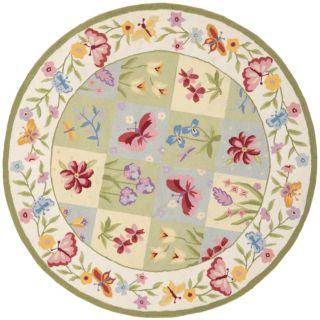 Hand hooked Butterfly Gardens Wool Rug (56 Round)