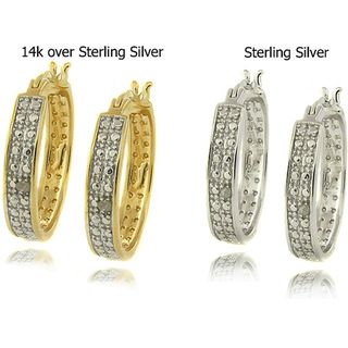 Sterling Silver Diamond Accent Hoop Earrings