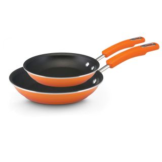 Rachael Ray Orange Hard Enamel 8.25 inch and 11 inch Twin Pack Skillet