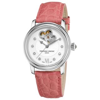 Frederique Constant Womens Automatic Heart Beat Pink Strap Watch