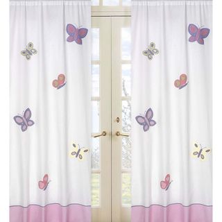 Pink and Purple Butterfly 84 inch Curtain Panel Pair