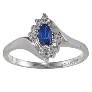 Sterling Essentials Silver Marquise cut Blue Cubic Zirconia Ring