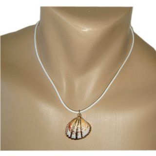 Hawaiian Jewelry Gold Trim Shell Necklace Pendant From