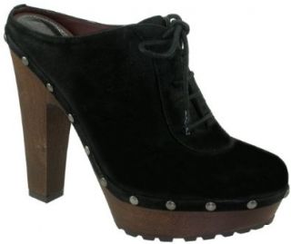  Sam Edelman Faye Womens Black Nubuck High Heel Clogs Shoes