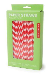 Paper Straws, Red and White Striped, Box of 144: Kitchen & Dining