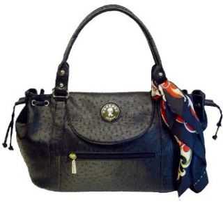 Vecceli Italy Ostrich Embossed Black Handbag Designed by